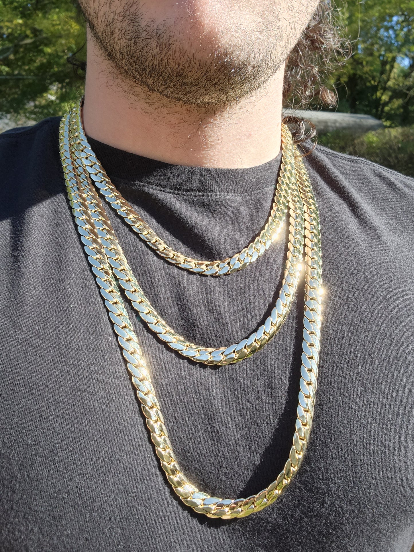 12mm Miami Chain in Yellow Gold