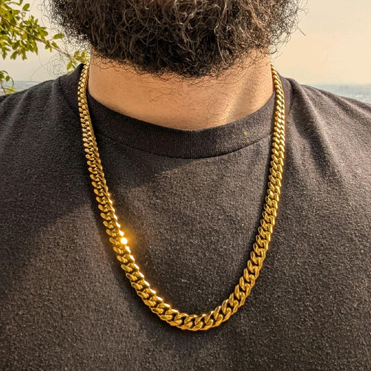 8mm 24k Gold Layered Waterproof Cuban Chain 8mm