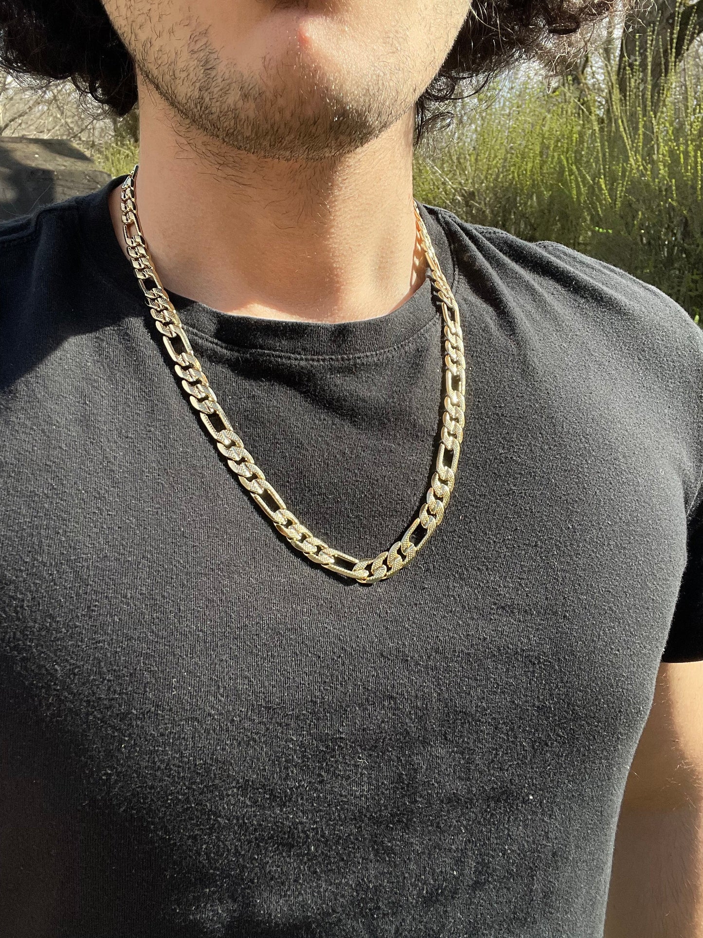 14k Gold Layered 9mm Icy Figaro Chain