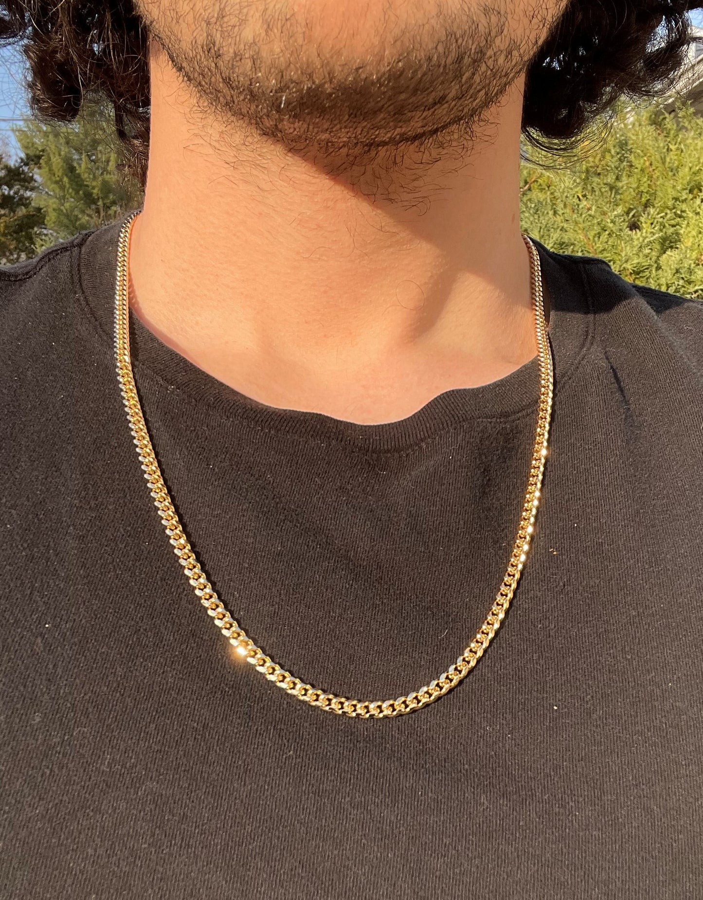 14k Gold Layered Curb Chain Necklace