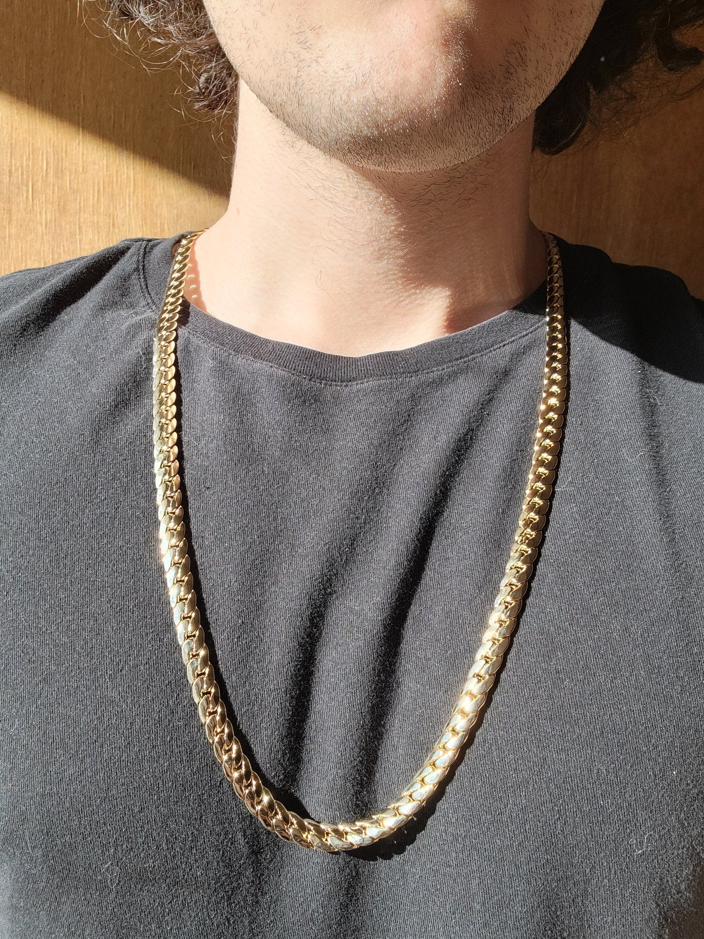 10mm Miami Chain in Yellow Gold