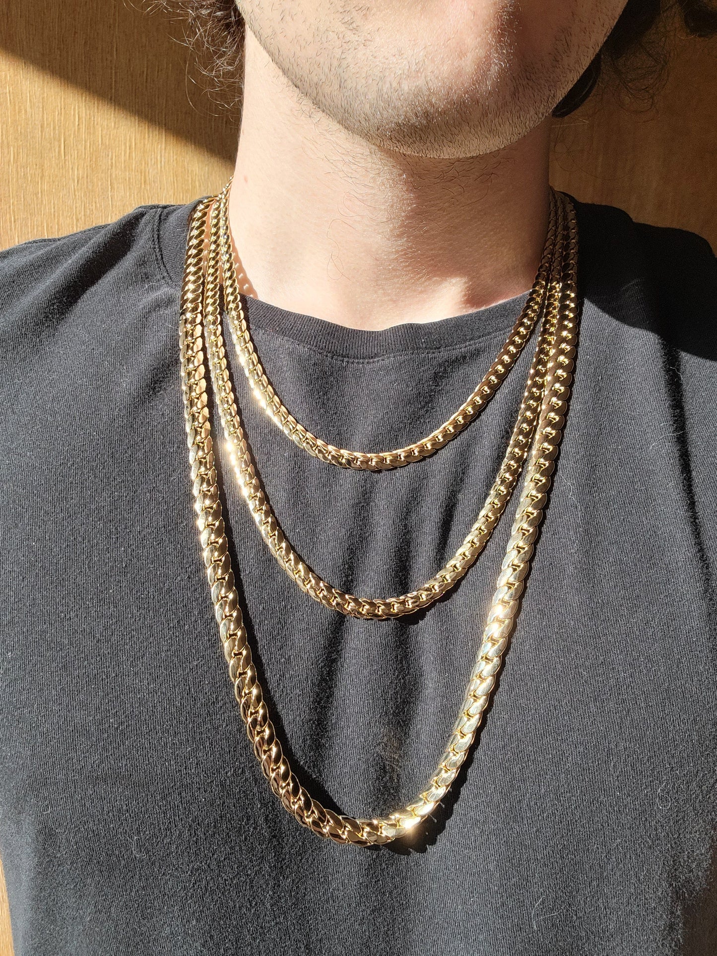 10mm Miami Chain in Yellow Gold