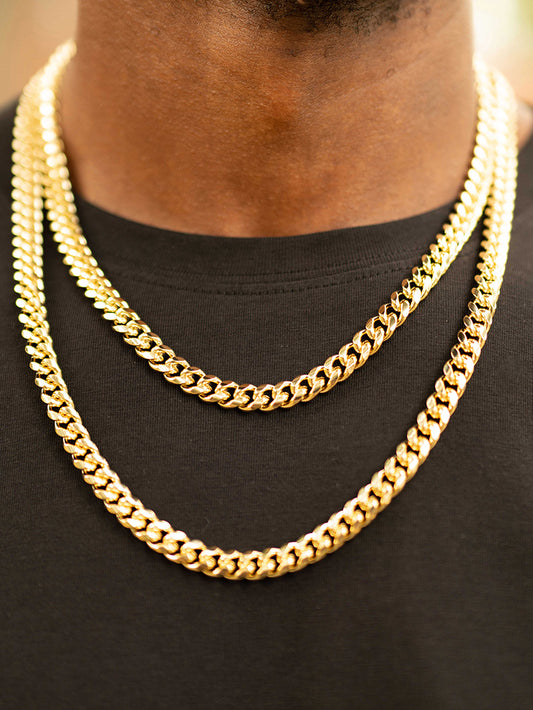 8mm Cuban Chain in Yellow Gold